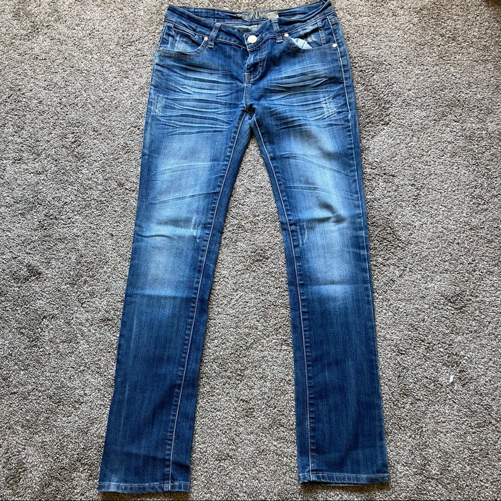 NV Denim jeans size 9 low rise straight leg acid wash blue jeans MSRP $119